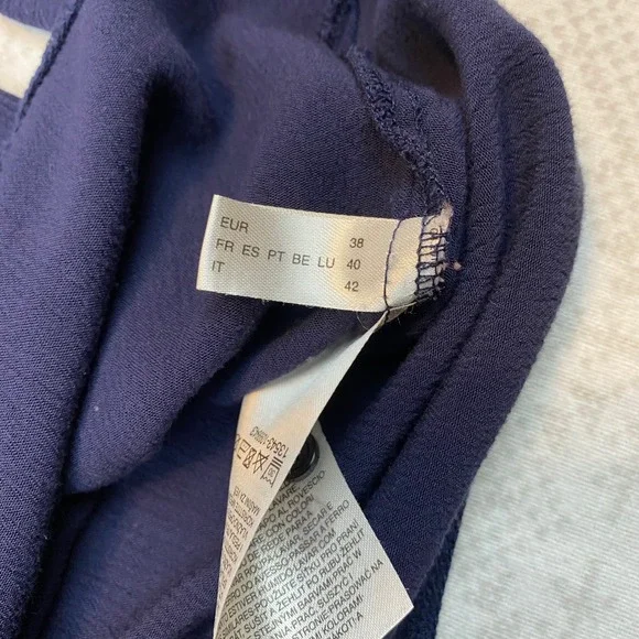 Yessica Embroidered Mesh Yoke Bell Sleeve Blouse Women EUR 38 M Navy Blue Boho - Picture 5 of 10